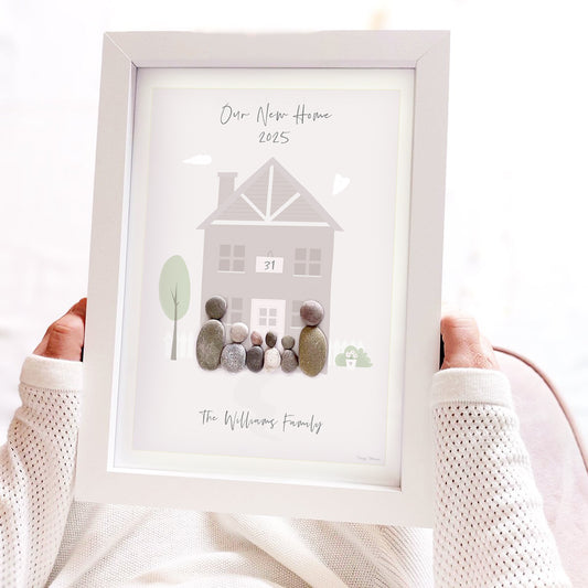 New Home Personalised Pebble Picture Gift