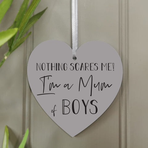 Mum of Boys' Hanging Heart Decoration