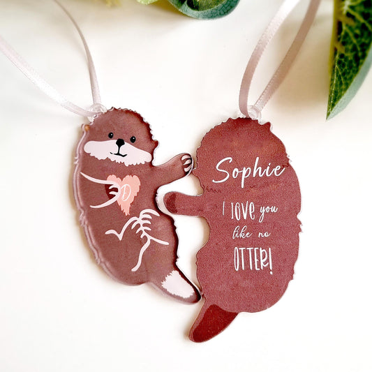 Personalised Otter/Bear Hanging Decorations Gift