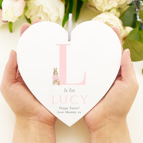 Personalised 'Bunny' Hanging Heart Gift (Pink)