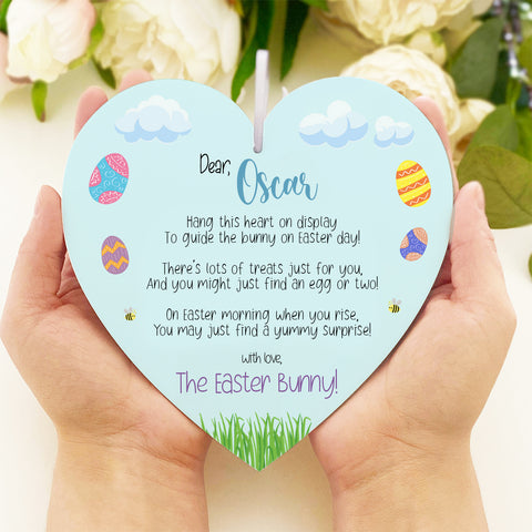 Personalised 'Easter Bunny' Hanging Heart Poem