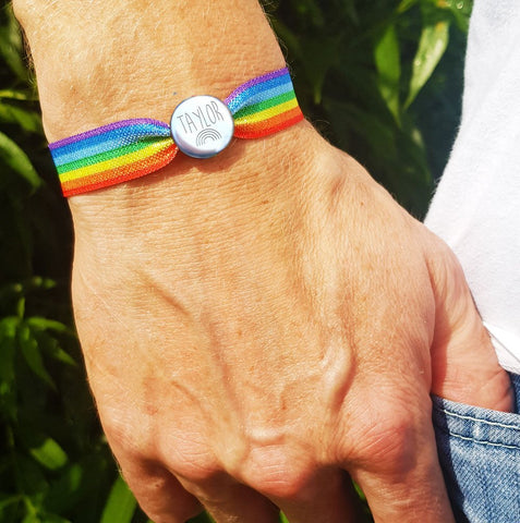 Unisex Rainbow Personalised Elastic Bracelet