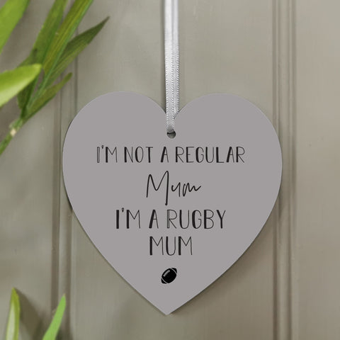 Rugby Mum' Hanging Heart Decoration