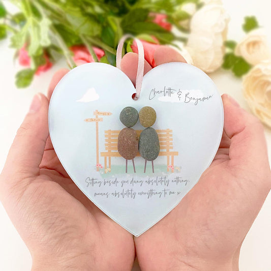 Personalised Everything To Me Pebble Hanging Heart Gift