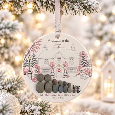 Personalised Family Home For Christmas Decoration — The Storybook Collection | Personalised Pebble Christmas Tree Keepsake | Unique Christmas Gift