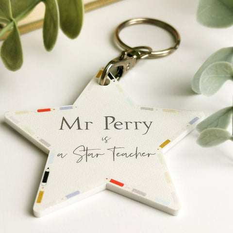 Personalised Star Teacher Keyring Gift