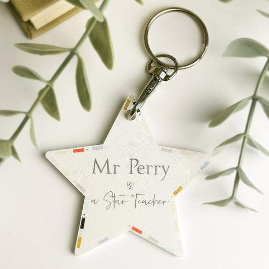 Personalised Star Teacher Keyring Gift