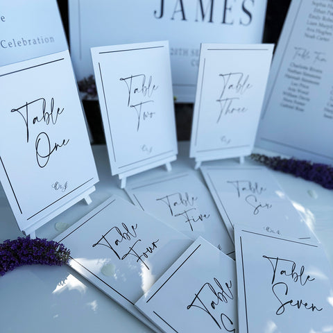 Riviera A5 Wedding Table Names/Numbers