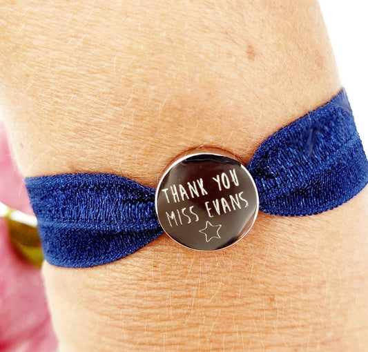 Thank You Teacher' Personalised, Stretch Bracelet