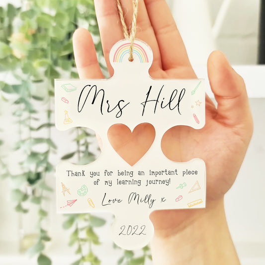 Personalised Teacher Hanging Jigsaw Piece Gift