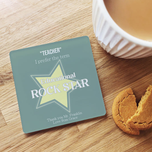 Personalised 'Educational Rockstar' Coaster Gift