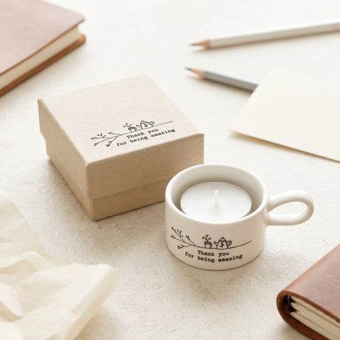 Porcelain Tea Light Holder — Thank You for Being Amazing