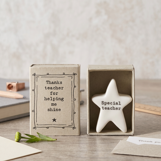 Porcelain Matchbox Message Star - Thanks teacher
