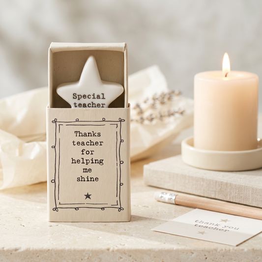 Porcelain Matchbox Message Star - Thanks teacher