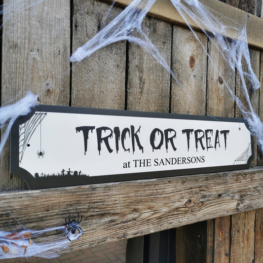 Personalised 'Trick or Treat' Halloween Street Sign