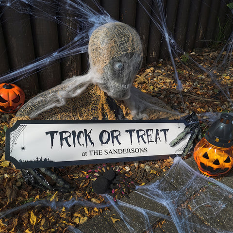 Personalised 'Trick or Treat' Halloween Street Sign