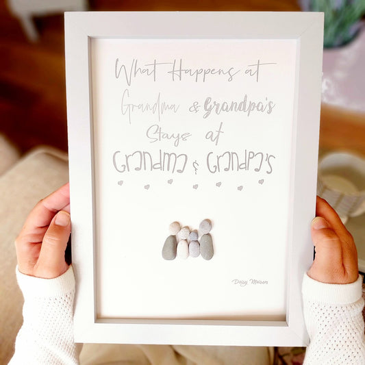 What Happens At Grandma's Personalised Pebble Picture Gift