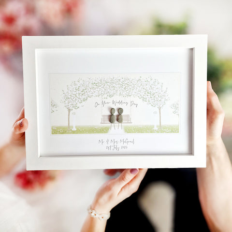 On Your Wedding Day Personalised Pebble Picture Gift