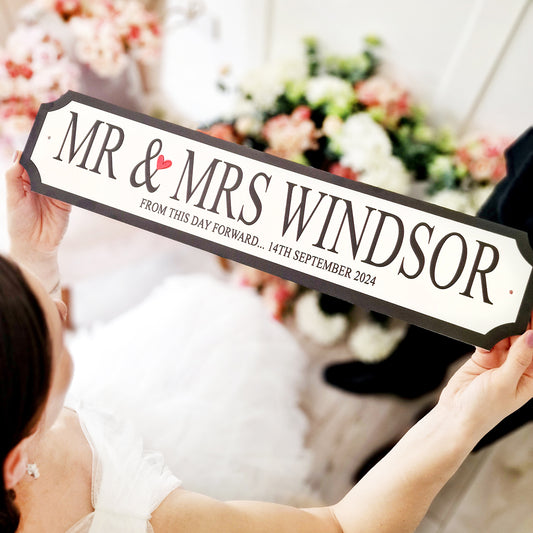 "Mr & Mrs" Personalised Street Sign Gift