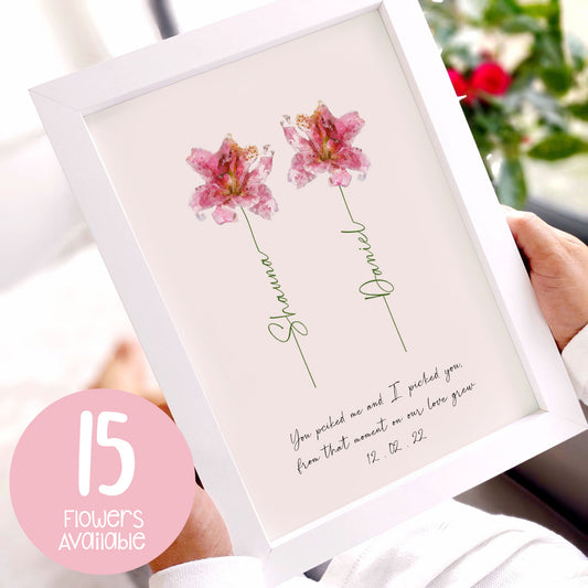 Personalised 'Watercolour Flower Wedding' A4 Print