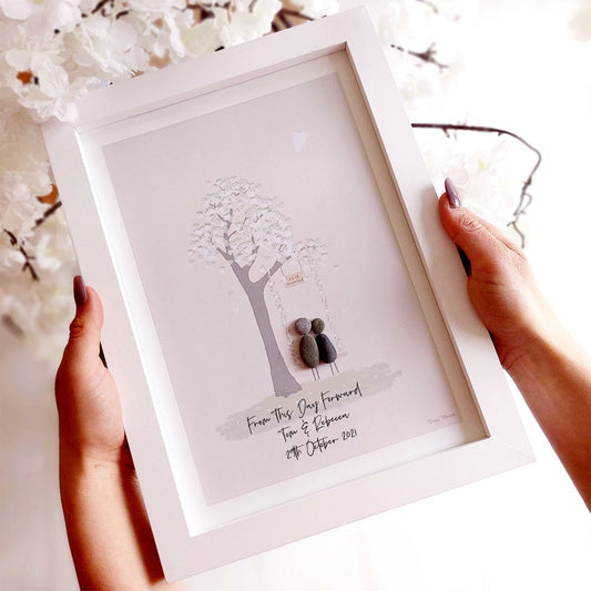 Wedding Swing Personalised Pebble Picture Gift