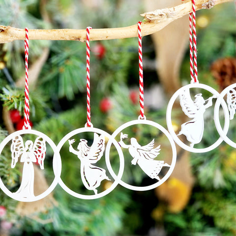 Laser Cut Angel Tree Decorations (pack of 6 mixed designs)