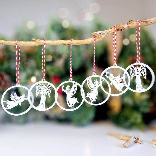 Laser Cut Angel Tree Decorations (pack of 6 mixed designs)