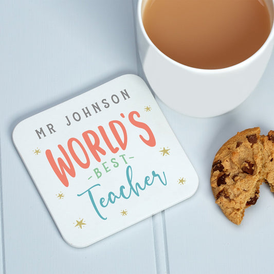 Personalised Teacher/Teaching Assistant/Coach "World's Best" Coaster Gift