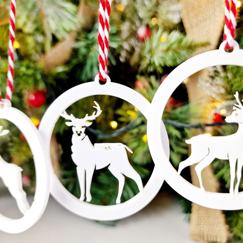 Laser Cut Reindeer Tree Decorations (pack of 6 mixed designs)