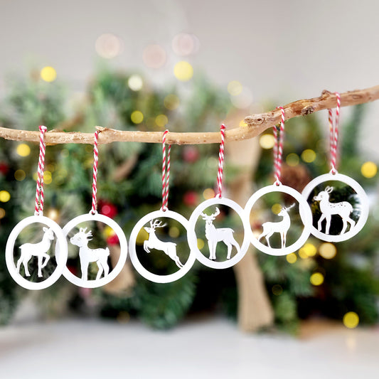 Laser Cut Reindeer Tree Decorations (pack of 6 mixed designs)