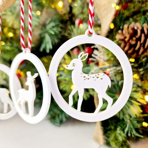 Laser Cut Reindeer Tree Decorations (pack of 6 mixed designs)