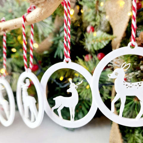 Laser Cut Reindeer Tree Decorations (pack of 6 mixed designs)