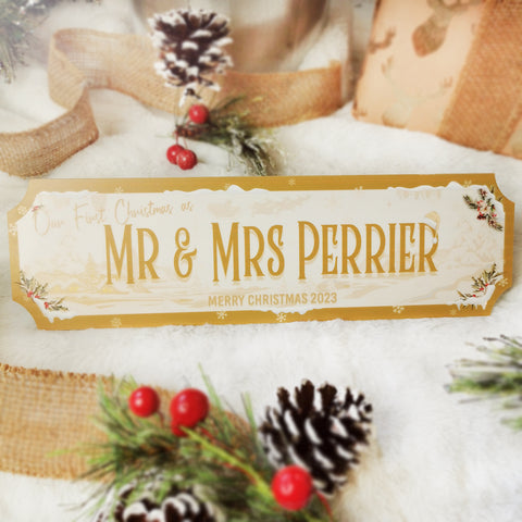 Personalised 'Mr & Mrs First Christmas' Street Sign