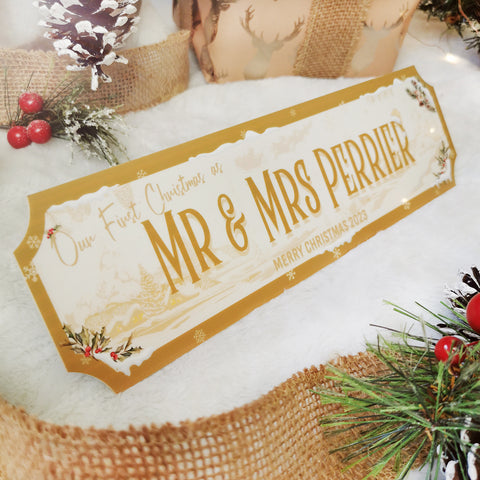 Personalised 'Mr & Mrs First Christmas' Street Sign