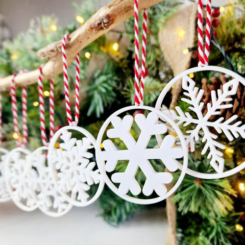 Laser Cut Snowflakes Tree Decorations (pack of 6 mixed designs)