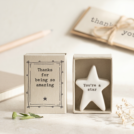 Porcelain Matchbox Message Star - Thanks for being so amazing