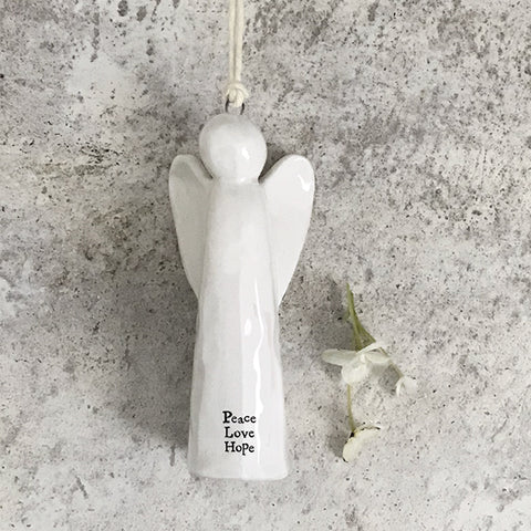 Porcelain hanging angel - Peace, Hope, Love