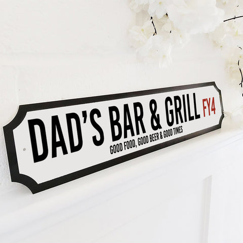 Personalised Dad 'Bar & Grill' Street Sign Gift