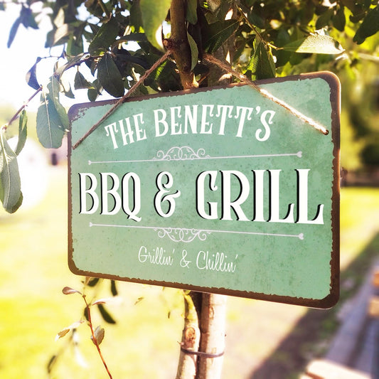 Personalised 'BBQ & Grill' Hanging Sign Gift