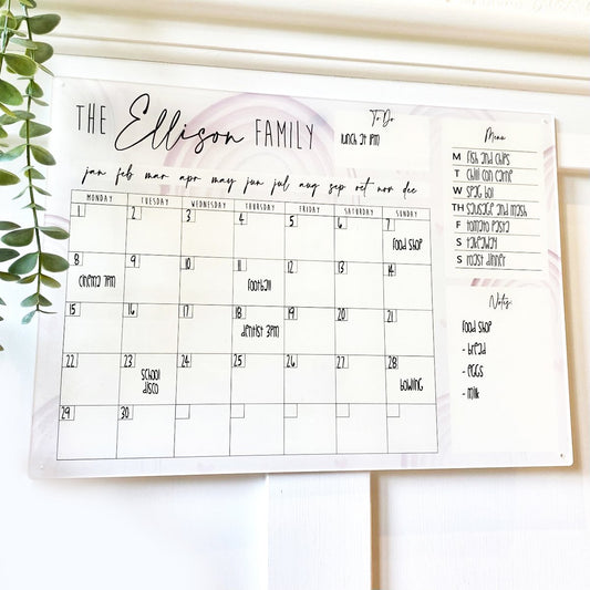 Personalised Family Acrylic Monthly Wall Planner Gift