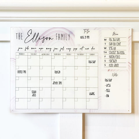 Personalised Family Acrylic Monthly Wall Planner Gift