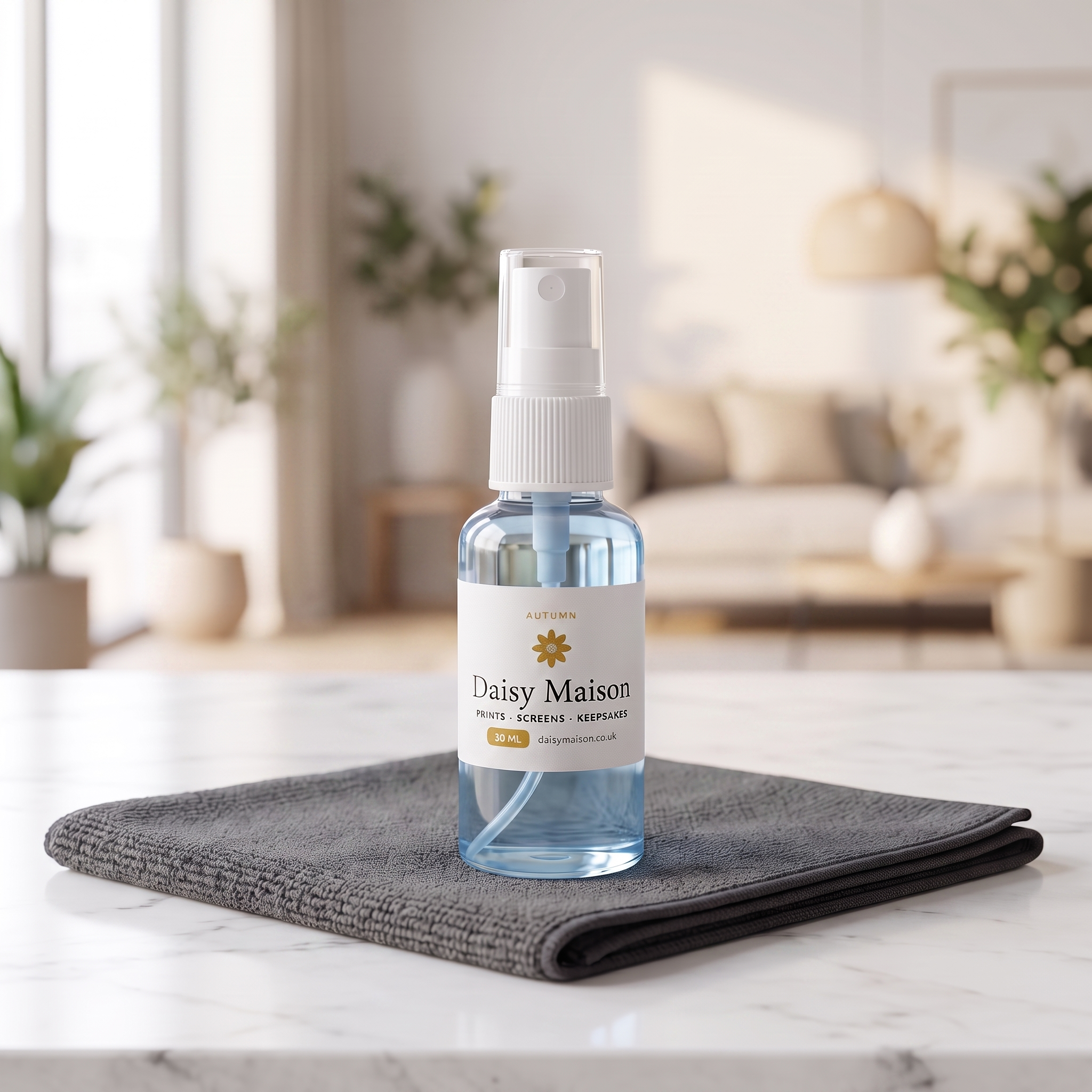 Daisy Maison Autumn 30 ml picture cleaning spray with grey microfibre cloth