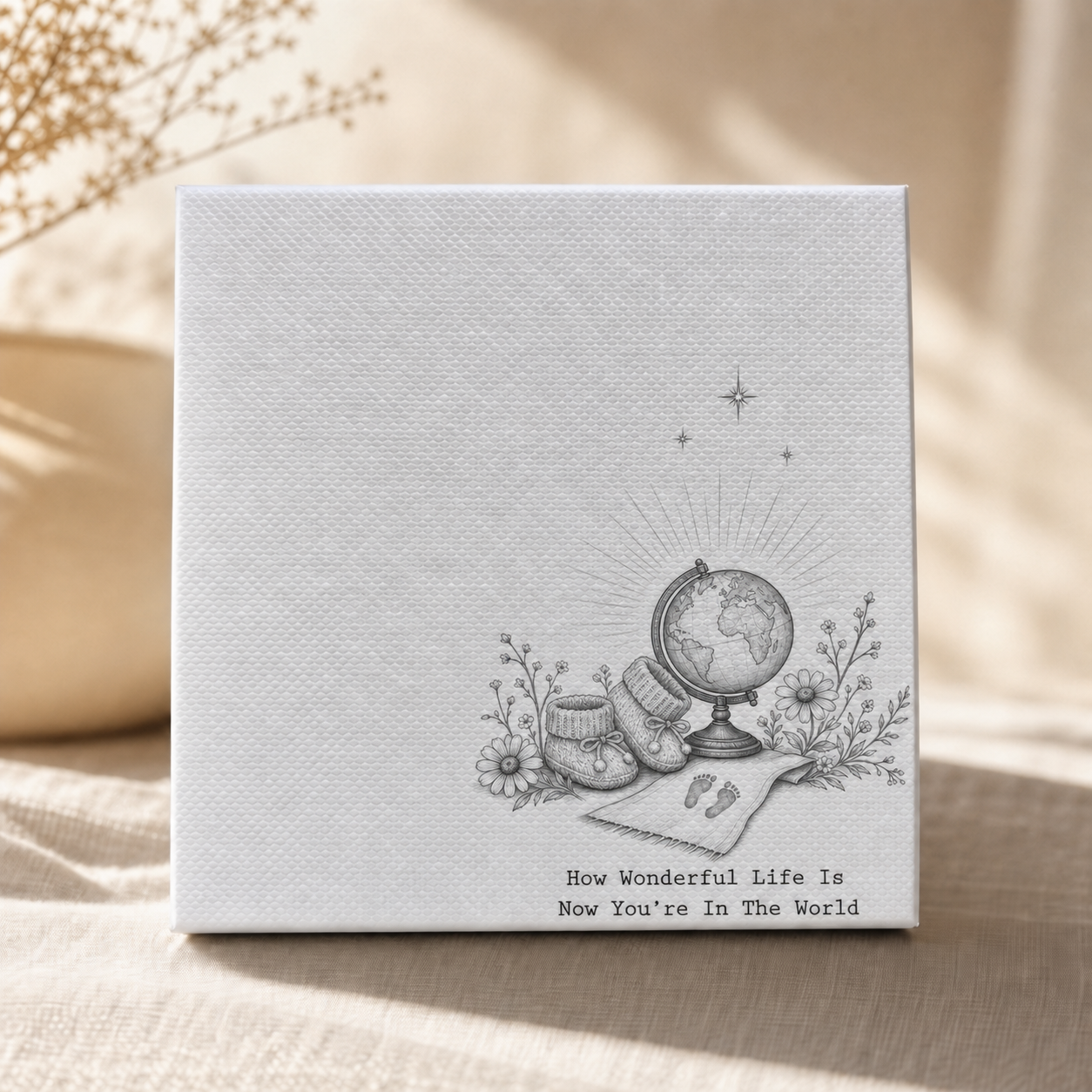 Optional New Baby gift box add-on for the christening pebble hanging heart