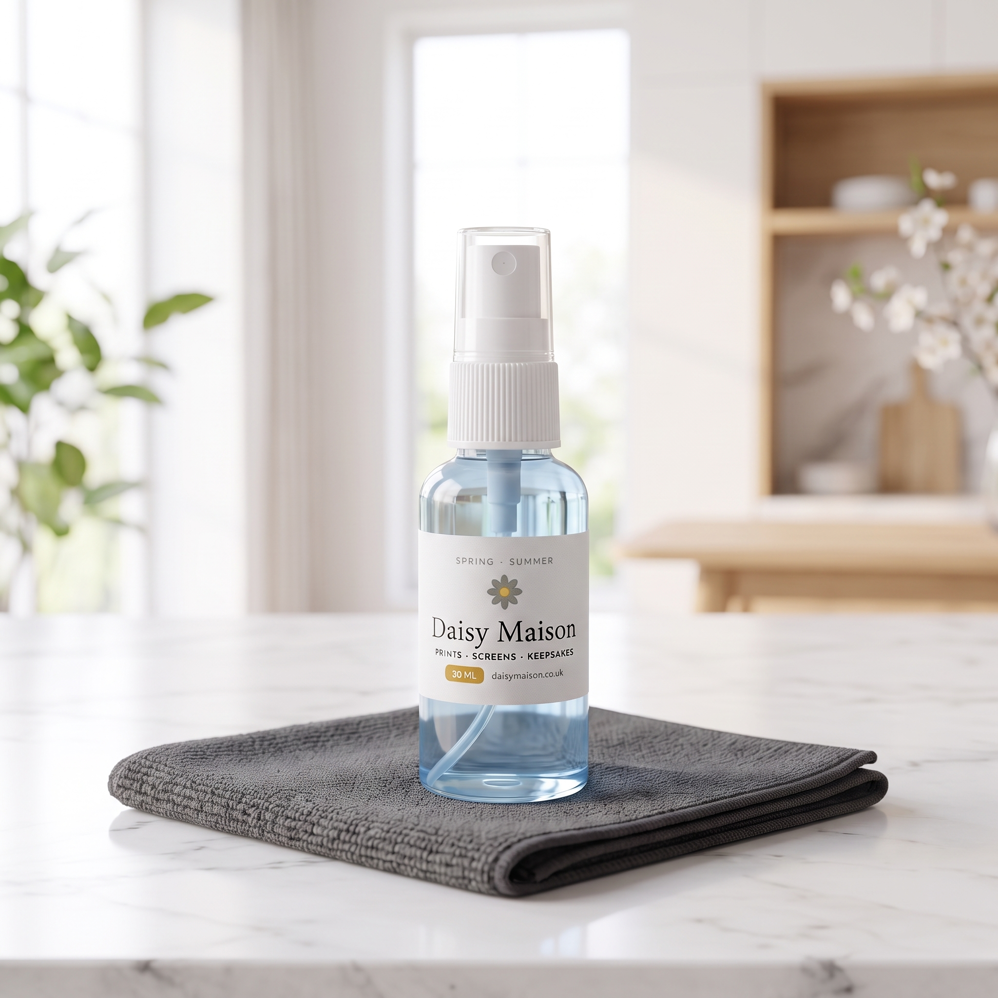 Daisy Maison Spring and Summer 30 ml picture cleaning spray with grey microfibre cloth