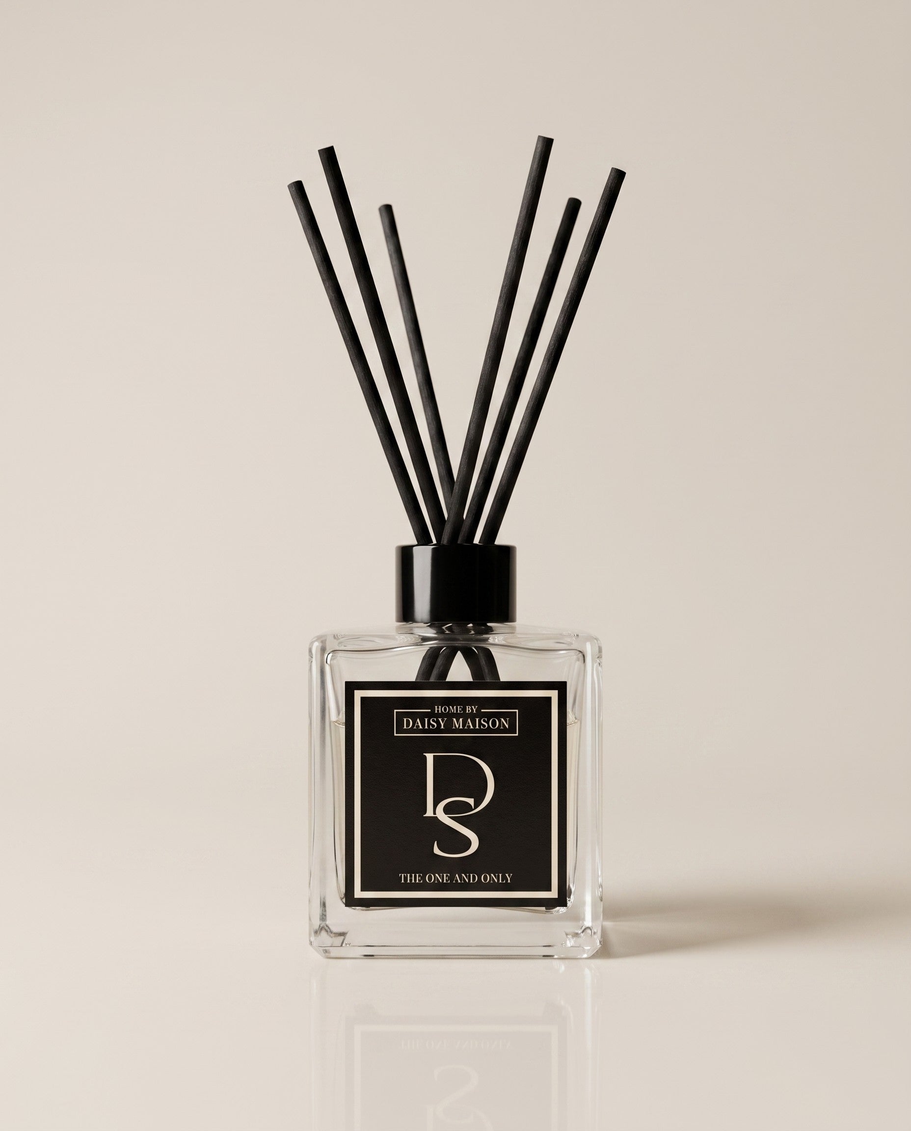 Personalised reed diffuser with printed tag, 150ml square glass bottle