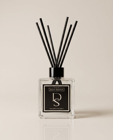 Personalised reed diffuser with printed tag, 150ml square glass bottle