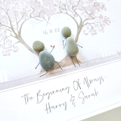 Engagement/Proposal Love Tree Personalised Pebble Picture Gift