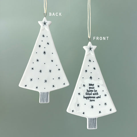 Porcelain Christmas Tree Bauble - Happiness and love