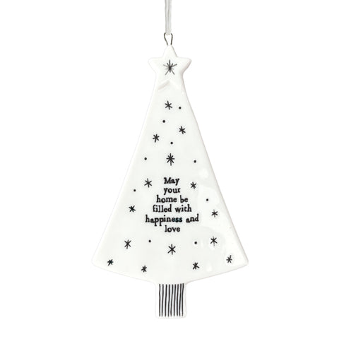 Porcelain Christmas Tree Bauble - Happiness and love