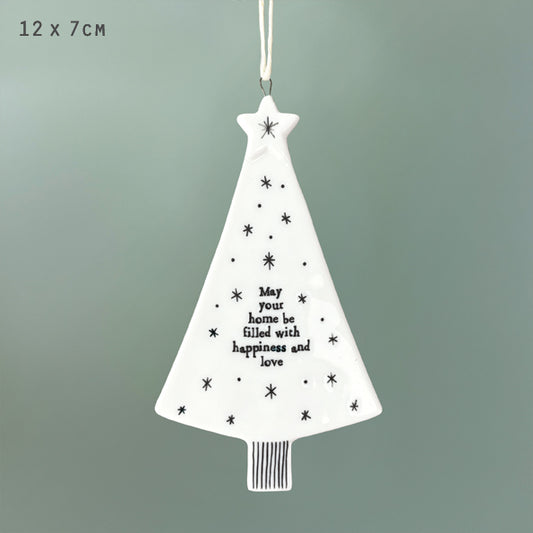 Porcelain Christmas Tree Bauble - Happiness and love